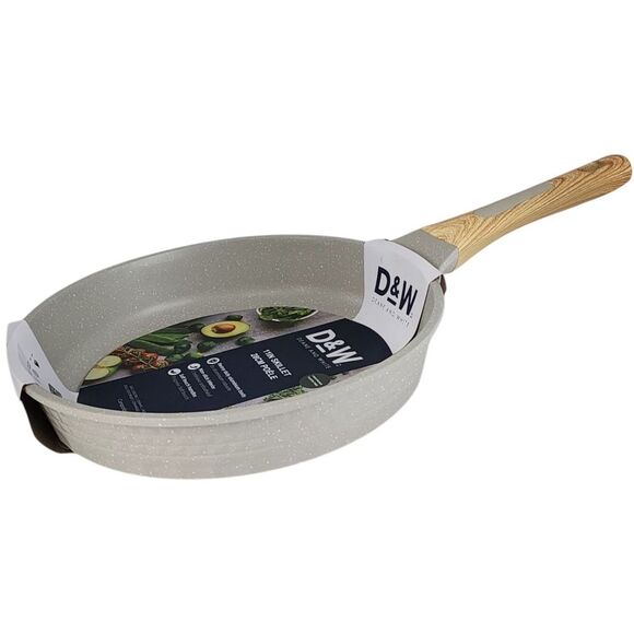 D&W Deane and White Cookware 11in Nonstick Skillet Frying Pan Greige Speckled - Picture 11 of 15